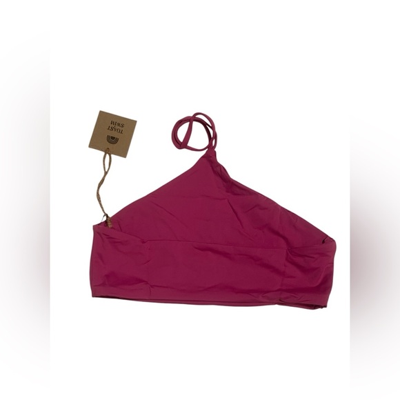 NWT FREE PEOPLE X TOAST SWIM HALTER BIKINI TOP IN MAGENTA - Picture 2 of 3